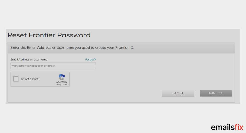 Reset Password - frontier email sign in
